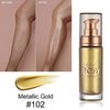 MAEPEOR Body Luminizer 6 Colors Waterproof Smooth Shimmer Face Body Glow Illuminator Non-sticky Liquid Body Highlight Illuminator (30 ML, 02 Metallic Gold)