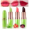 evpct 3Pcs Aloe Vera Strawberry Black Red Cherry Lip Balm Color Changing Lipstick Set PH Mood Magic Lipstick 24 hours original Color Changing Long Lasting waterproof labiales magicos pintalabios
