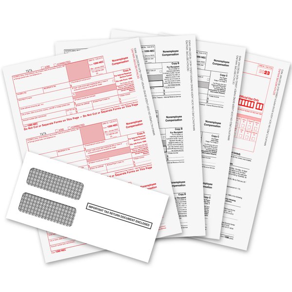 1099 NEC Forms 2023, 1099 NEC Laser Forms IRS Approved Designed for Quickbooks and Accounting Software 2023, 4 Part Tax Forms Kit, 25 Envelopes Self Seal, 25 Vendor Kit - Total 38 (108) Forms