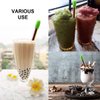 Reusable Boba Smoothie Straw Rainbow Metal Straws Wide Thick Fat Angled Tip Sharp End Straw for Milkshake Jumbo Bubble Tea Straws With Carry Case Bag Silicone Tips Brush 12mm 0.5in 4 Pack