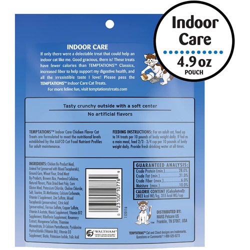 Whiskas Temptations indoor care Chicken Flavor Cat Treats 4.9 oz by Mars (3-Pack Bundle)