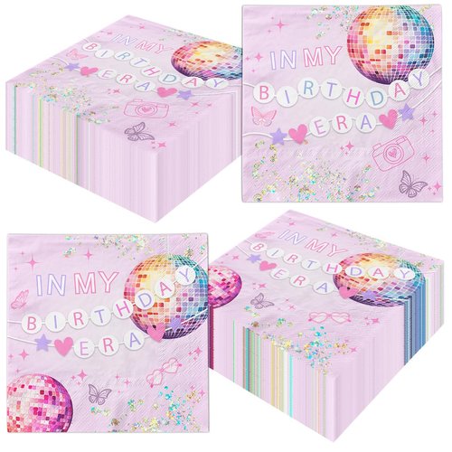 In My Birthday Era Nakpins, 40Pcs Pink Girl Nakpins Disposable In My Birthday Era Decorations Paper Napkins Birthday Girl Era Music Nakpins for Girl Birthday Party