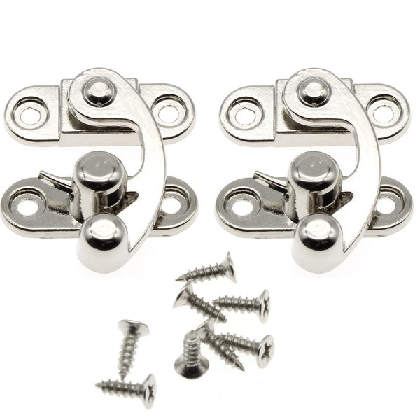 OZXNO Antique Hook Hasp Latch 2-Pack Tone Swing Lock Clasp Zinc Alloy Right Hook Latch with Mounting Screws for Jewelry Box Cabinet Toolbox Suitcase