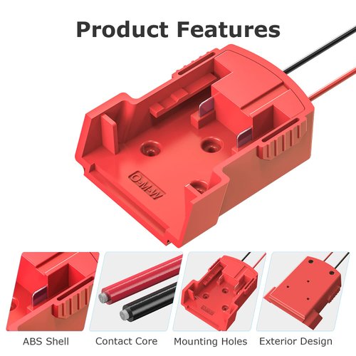 Power Wheels Adapter for Milwaukee, M18 18V Battery Adapter Power Wheels Battery Conversion Kit with Fuse Holder and 3PCS 30Amp Fuses UIInosoo for DIY, RC Toys and Robotics, Red
