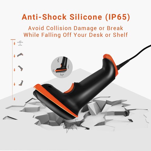 Tera 2D Barcode Scanner with Stand Wired USB 2.0 Handheld Read 2D QR Code Scanner Data PDF417 Matrix 1D Bar Code CMOS Image Barcode Reader for Windows Mac Linux Plug and Play Model D5100Y-Z