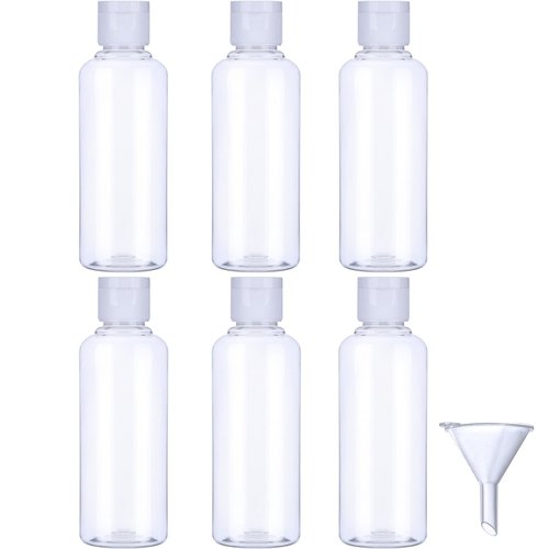 Hotop Transparent Plastic Travel Bottle Set with Small Funnel for Flight, Airport, Holiday (100 ml, White)