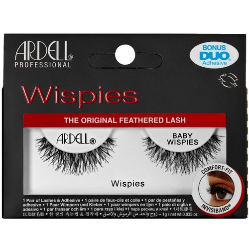 Ardell Baby Wispies False Eyelashes, Lightweight and Handcrafted, with Lash Glue, 1-pack