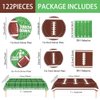 AURORAPARTY 122pcs Football Party Supplies Birthday Party Tableware Set Include Paper Plates Napkins Plastic Tablecloth Disposable Football Party Decorations for 30 Guests