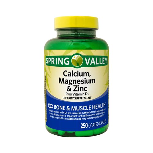Calcium, Magnesium, Zinc & Vitamin D3 | Calcio Magnesio y Zinc con Vitamina d3 | Includes Luall A to Zinc Guide + Spring Valley Vitamins Magnesium zinc Vitamin d (D3) Dietary Supplement, 250 Count