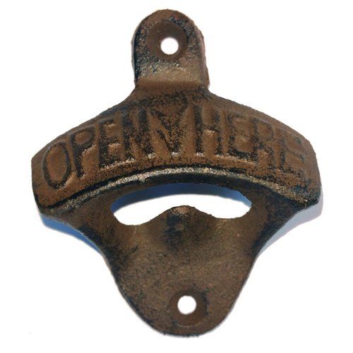 Set of 10 Rustic Farmhouse Wrought Iron Vintage Wall Mounted Beer Bottle Opener, Brownish
