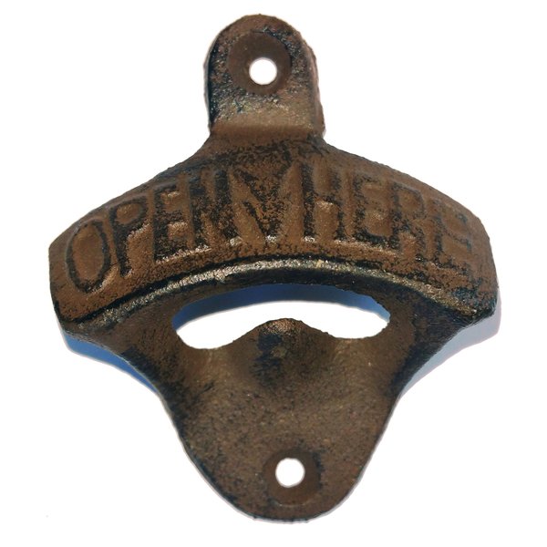 Set of 10 Rustic Farmhouse Wrought Iron Vintage Wall Mounted Beer Bottle Opener, Brownish