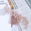 Allereyae Crystal Wedding Hair Comb Barrette Rhinestone Flower Hair Barrette Comb Gold CZ Bling Bridal Headpieces Decorative Head Comb Clip Headwear Bridal Hair Accessories for Women (Gold)