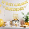 Hinly 1 Set Golden Birthday Party Decorations It's My Golden Birthday Banner, Golden Birthday Sash, Happy Golden Birthday Cake Topper, Crystal Princess Crown and Tiara for Women Party Supplies