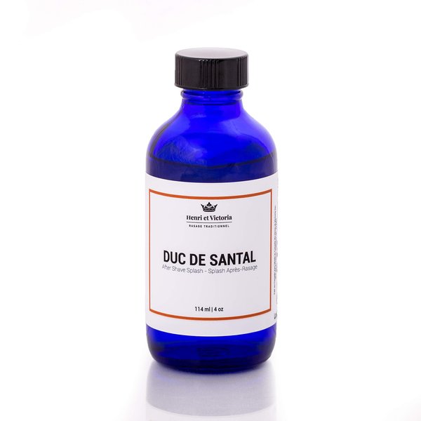 Henri et Victoria Aftershave Splash For Men l Canadian Made by A Skilled Artisan l Moisturize and Soothe the Skin 114 ml (4 oz) (Duc Santal Fragrance)