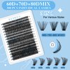 KevKev Lash Extension Kit 300Pcs Lash Clusters Kit DIY Eyelash Extension Kit with Lash Bond and Seal Eyelash Remover Lash Applicator Wispy Lashes Look Like Extensions (60D+70D+80D, D-10-18mix)