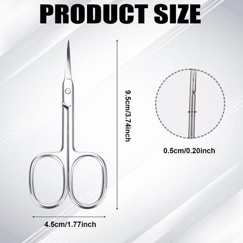 Cuticle Scissors Extra Fine Curved, Nail Scissors Extremely Slim Eyebrow Scissors Small Manicure Scissors with Precise Pointed Tip Grooming/Beauty Scissors for Beard Eyelash Mustache Nose Hair