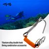 TiTo Titanium 1 Pcs Scuba Reef Hook, Scuba Diving Hook with Quick Release Buckle and Dive Spring Coil Lanyard Random Color (Double Hook)