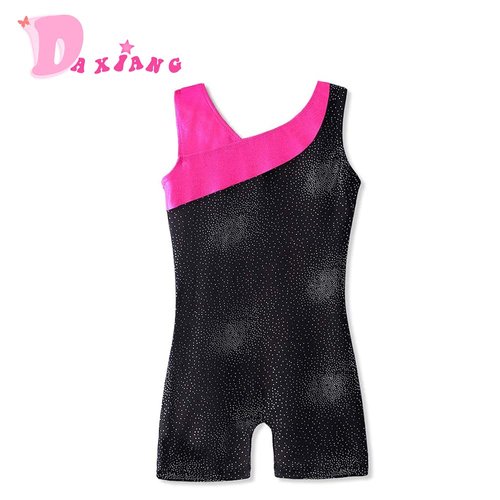 DAXIANG Gymnastics Leotards for Girls Gymnastics Outfit Black Shorts Dance Unitard Biketards Hot Blue Pink 13-14Y