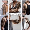 77 Sheets Temporary Tattoo for Men and Women, 17 Sheets Half Arm Chest Shoulder Fake Tattoos, 60 sheets Tiny Black for Adults, Waterproof Realistic Tattoos Long-Lasting