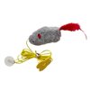 Gray Interactive Cat Toy, Hanging Self-Play Little Mouse Shaped Toys Cat Toy, Built-in Sound, Relieve Boredom, Hanging Squeak Mouse Stretchy Feather Plush Cat Toy with Adhesive Hooks