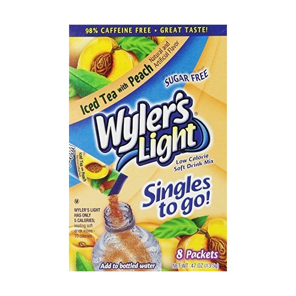 Wyler's Light Singles To Go Iced Tea with Peach, 8 Packets Inside(Pack of 6) by N/A