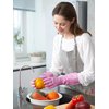 LANON 3 Pairs wahoo Skin-Friendly Cleaning Gloves, Dishwashing Kitchen Gloves with Cotton Flocked Liner, Reusable, Non-Slip, Mauve Mist, Medium