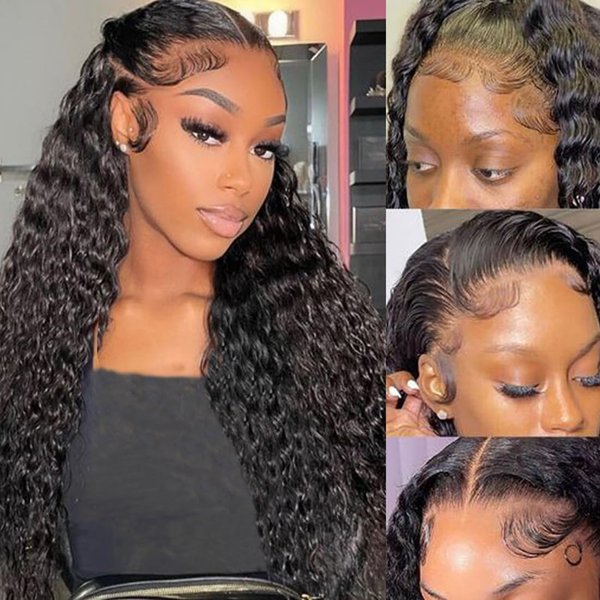 ZHENLISI 13x4 Deep Wave Lace Front Wigs Human Hair Long Deep Curly Hd Wet and Wavy Glueless Pre Plucked with Baby Hair Wigs for Black Women(22 Inch)
