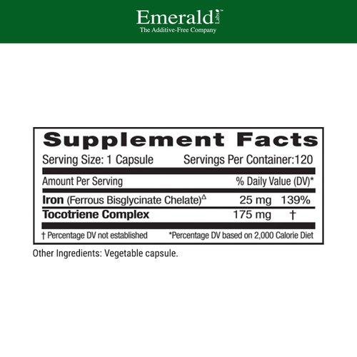 Emerald Labs Gentle Iron 25mg - Ferrous Bisglycinate Chelate - Chelated Iron Supplement That Supports Energy, Eye, Immune & Heart Health - 120 Vegetable Capsules (120-Day Supply)