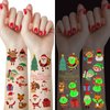 65PCS Glow in the Dark Christmas Temporary Tattoos for Kids, Luminous Fake Tattoo Stickers Xmas Christmas Party Decorations Supplies Favors Stocking Stuffers Gifts