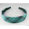 Fashion Accessories Now green black white plaid headband 1 1/8 inches wide tartan fabric covered hair band plaid headband