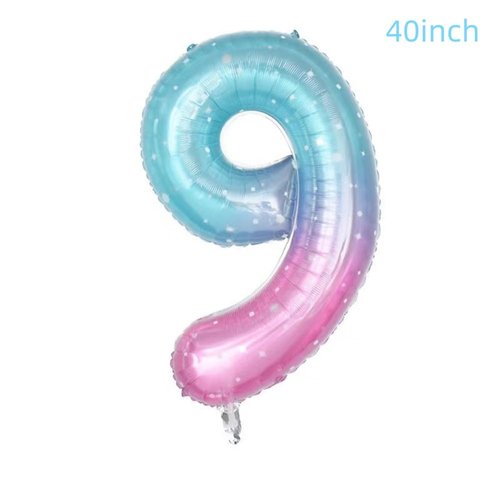 40inch Starry Sky Butterfly Number 9 Balloons, Giant Big Foil Mylar Helium Numbers Balloons 9, 9th Butterfly Themed Birthday Party Supplies Balloons, 9th Birthday Party Decorations (Number 9)