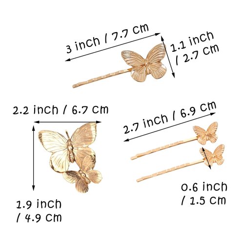 Pack of 4 Vintage Gold Butterfly Hairpins Bobby Pin Metal Barrettes Hair Accessories for Women Girls