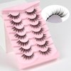 Lashes Wispy Cat Eyelashes Natural Look 15MM Cat Eye Lashes 3D Volume False Lashes with 0.1MM Thin Band C Curl Strip Lashes Pack Fake Eyelashes Wedding Lashes 7 Pair EVENTILL