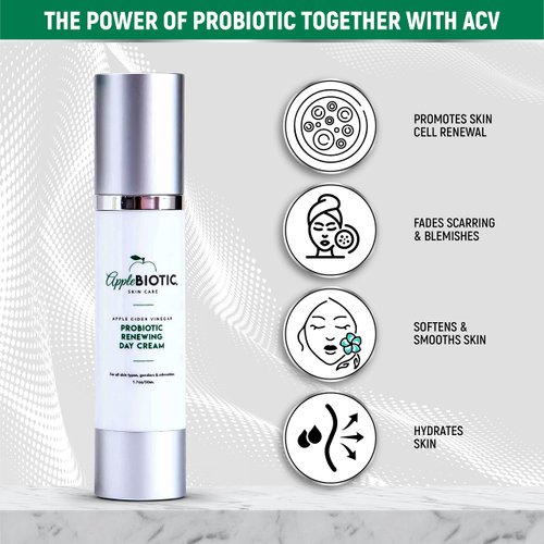 Apple Cider Vinegar Face Day Cream & Face Wash Duo, Hydrating, Redness Relief Face Care For Dry, Oily, Sensitive Skin, Natural Green Tea, Chamomile