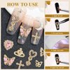 Eliongpu 64Pcs Butterfly Nail Charms for Acrylic Nails Gold 3D Cross Nail Charms Heart Nail Gems for Nails Dangle Heart Charms Luxury Nail Decoration Accessories for Manicure Design (Gold)