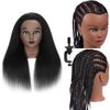 100% Real Hair mannequin head human hairBraiding Training Model Head Doll Training Head Practice Girls Modeling Braids Hairdresser Practice Dyeing Curly Hair Bun Display with Clip Stand (18Inches)