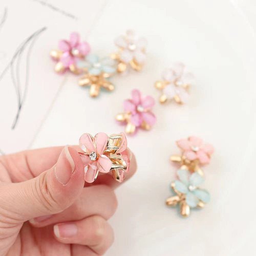 20 Pcs Flower Hair Claw Clips, Multi-color Mini Small Cute Clips Decorative Hair Styling Accessories for Girls and Women Birthday Gifts with Container (5 colors)