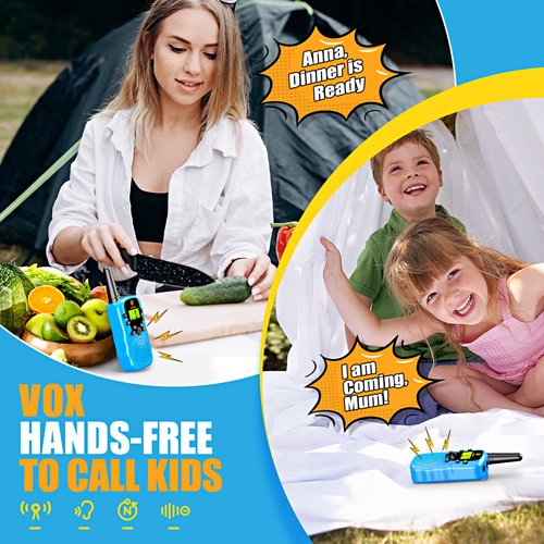 Walkie Talkies for Kids 2 Pack: Long Range Kids Blue Walkie Talkies for Boys Christmas Birthday Gifts Kids Outdoor Toys for 3 4 5 6 7 8 9 Year Old Boy Kid Gift Toy Age 3-12 Camping Hiking