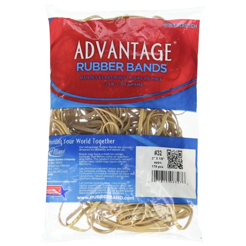 Alliance(R) Advantage(TM) Rubber Bands In 1/4 Lb. Poly, #32 3 x 1/8, Bag Of 175