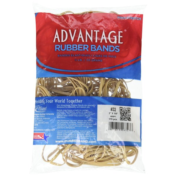 Alliance(R) Advantage(TM) Rubber Bands In 1/4 Lb. Poly, #32 3 x 1/8, Bag Of 175