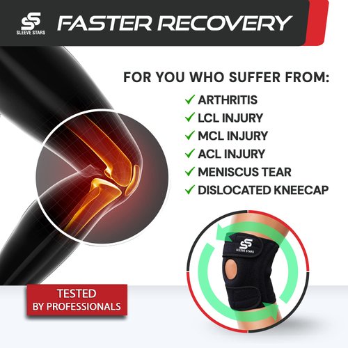 Sleeve Stars Knee Brace & Knee Support for Men & Women, Knee Compression Sleeve for Knee Pain, Protection Wrap for Working Out (S/M/L)