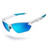 DEAFRAIN Sports Polarized Sunglasses for Men Women Cycling Running Fishing Baseball Driving White Glasses UV400 Protection