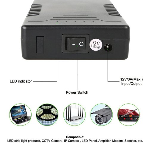 Talentcell Rechargeable 6000mAh Lithium ion Battery Pack for LED Strip and CCTV Camera,12V DC Portable Li-ion Batteries with AC/DC 12.6V 1A Charger, Black