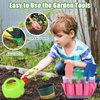 Gardening Tool Set for Kids, Garden Tools Kit with Tote Bag, Watering Can, Apron, Shovel, Rake, Flowerpot and Arm Sleeves Covers for Toddlers, Outdoor Backyard Farm Digging Toys for Boys and Girls