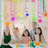 56 Pieces Rainbow Hanging Swirl Decorations Neon Swirl Streamers UV Neon Garland Ceiling Decorations Glow in The Dark Neon Party Supplies and Decorations Black Light Party Kit for Birthday Wedding