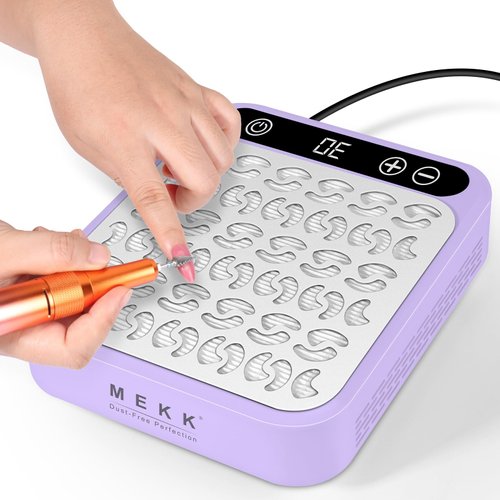 MEKK Nail Dust Collector,Essential Dust Collector Nail Tech Tool with Reusable Filter,Vacuum Fan Dust Collector for Acrylic Nail Drill Dust Extractor Acrylic Nail Tools in Salon & Home Settings-Purple