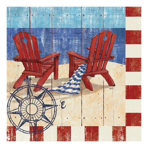 Creative Converting 16 Count Paper Beverage Napkins, Beach Bums