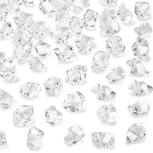 DomeStar Fake Ice Rocks, 150PCS Acrylic Gems Crystals Clear Rocks Plastic Diamonds Vase Centerpiece for Christmas Vase Fillers Winter Decoration Party Table Scatter Wedding Food Display