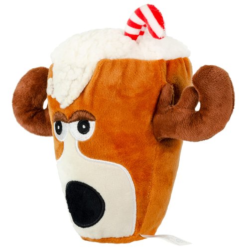 Giftable World Holiday Plush Pet Toy Fun for Christmas Designs with Squeaker Dog Chew Toy (6.5" Santa & Reindeer Cups 2 Pcs)