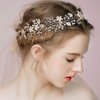 Denifery Bridal Silver Gold and Rose Gold Crystal Hair Vine Bridal Long Hair Vine Wedding Headpiece Bridal Hairpiece Crystal Headband Bridal Hair Accessory for Women and Girl (Gold)